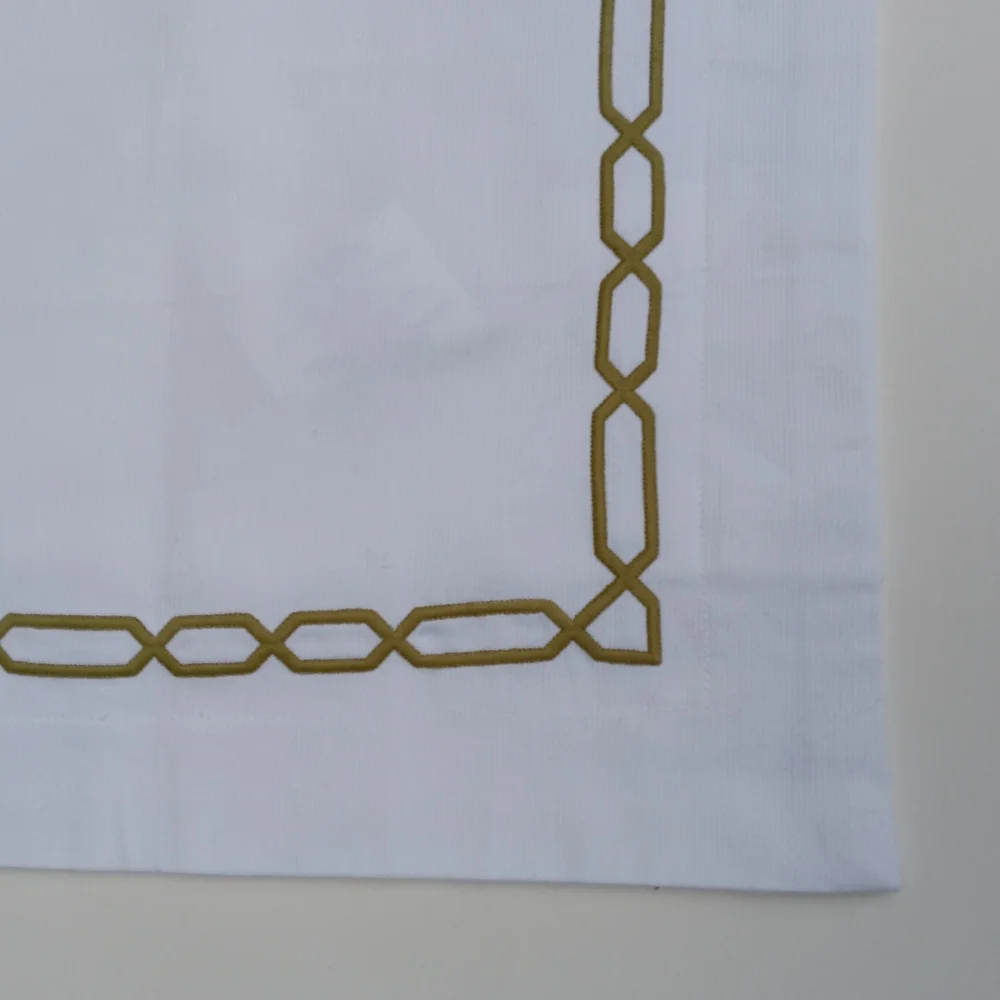 Pottery Barn Cotton Bedford Cord Standard Sham w/ Green White Chain Trim